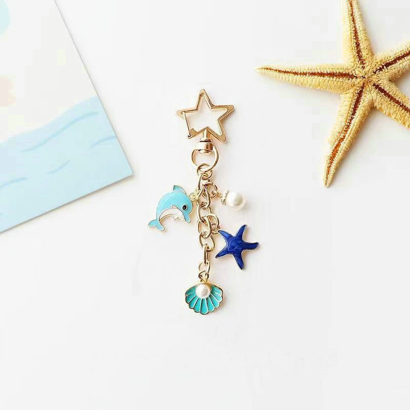 Wholesale Cute Dolphin Starfish Metal Keychain